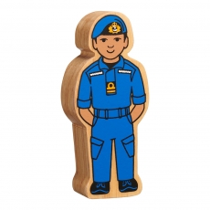 Wooden blue navy officer toy