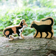 Wooden black cat toy