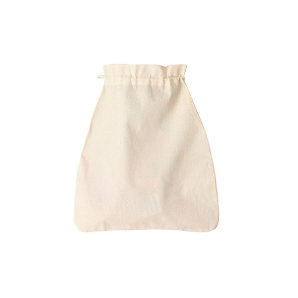 Cream cotton drawstring bag lay flat