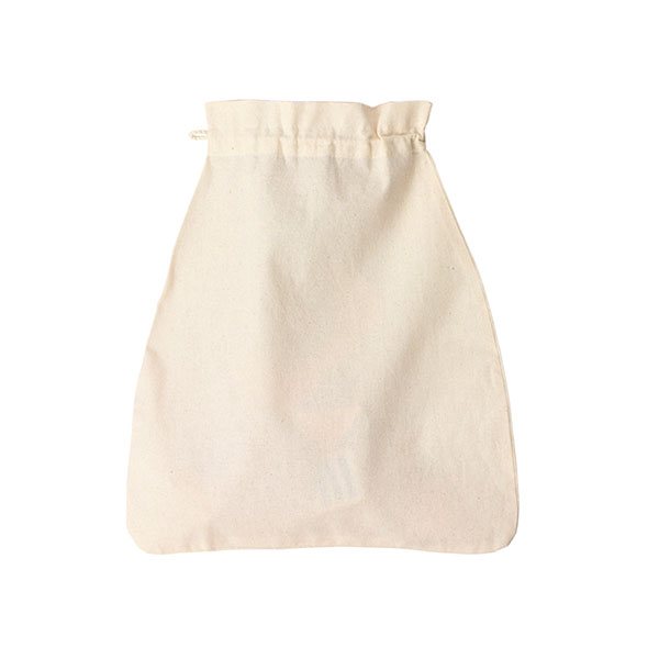 Cream cotton drawstring bag lay flat