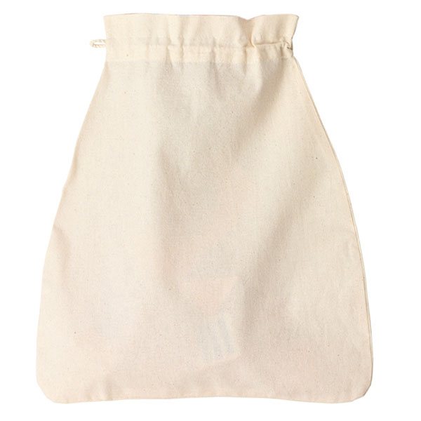 Cream cotton drawstring bag lay flat