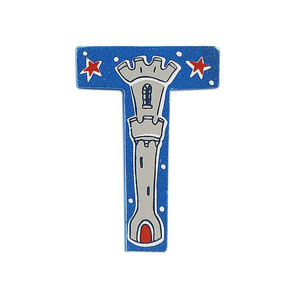 Fair Trade Wooden Blue Adventure Letter T