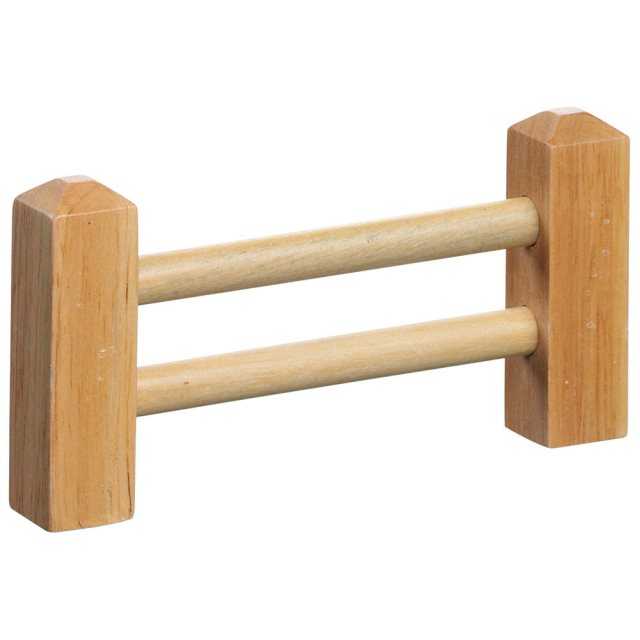 Chunky natural wood fence toy for small world play with two pieces of dowling in middle