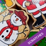 An example of misprints and scratches on a Snowman and Father Christmas