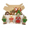 An assortment of wooden toy christmas characters