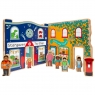 A quarter of the Town toy world showing the front of a Toy Shop and Sweet Shop with characters