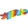 Child playing with wooden rainbow crocodile a-z puzzle which is free standing