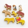 A birds eye view of an 8 piece childrens safari toy playset