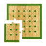 A wooden board game with ten bee and ladybird game pieces