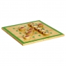 A wooden board game with ten bee and ladybird game pieces