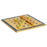 A wooden board game with 10 alien and rocket game pieces