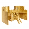 Reverse view of natural wood castle playscene