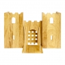 Front view of natural wood castle playscene