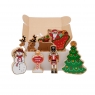 Father Chrimstas playset wooden figures shown in around box