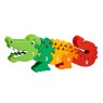 Five piece chunky wooden multicoloured crocodile 1-5 jigsaw puzzle in profile free standing