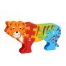 Five piece wooden toy tiger jigsaw puzzle with numbers