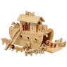 Large natural wood Noah's ark boat with 22 natural animals and Mr and Mrs Noah figurines