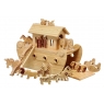 Two children playing with Noah's ark wooden toy boat and characters