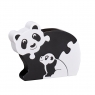 Four piece black/white chunky wooden jigsaw of a panda and cub which stands once complete
