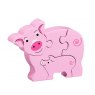 Four piece pink chunky wooden jigsaw of a Pig and piglet which stands once complete