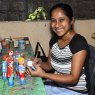 Sri Lankan artisan skilfully handpainting a pirate skittle