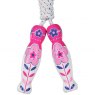 traditional skipping rope with pink and purple flower design on two white wooden handles