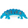 Flat name board plaque in blue dinosaur design with Steven spelt in blue letters
