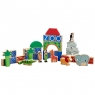 Set of 40 multicoloured wooden building blocks, animals and characters depicting a Zoo