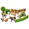 Set of 15 natural colourful farm animals, people, troughs, hedges, gates and tractor