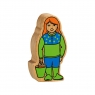 Wooden green & blue farm girl toy