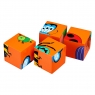Four piece orange minibeast block puzzle showing varying parts of insects on each cube
