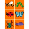 Animals on each side of block puzzle, bee, caterpillar, ladybird, butterfly, spider, beetle