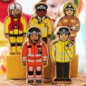 Emergency service wooden toy figures